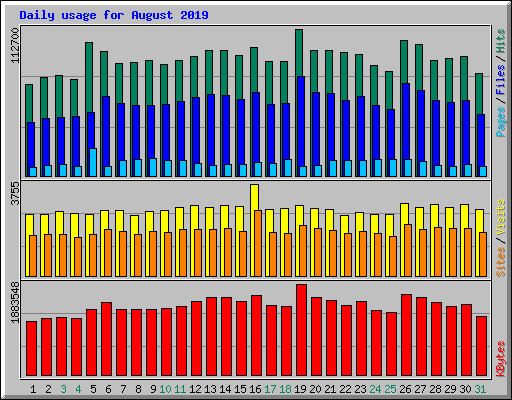 Daily usage for August 2019